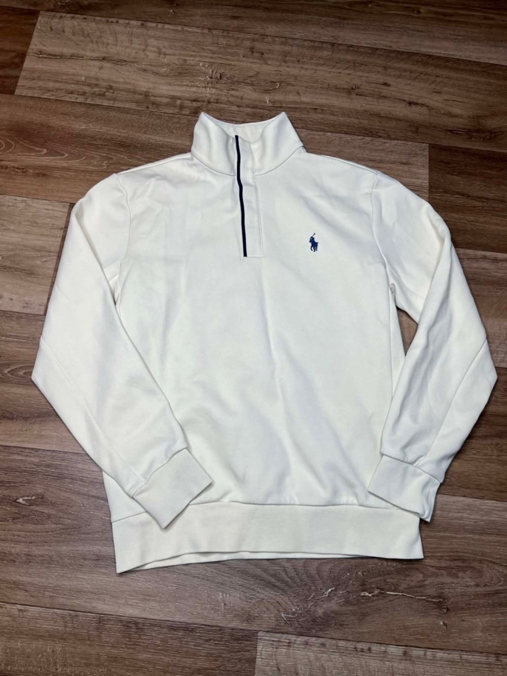Polo Ralph Lauren Double-Knit Quarter-Snap Pullover Mens S Cream